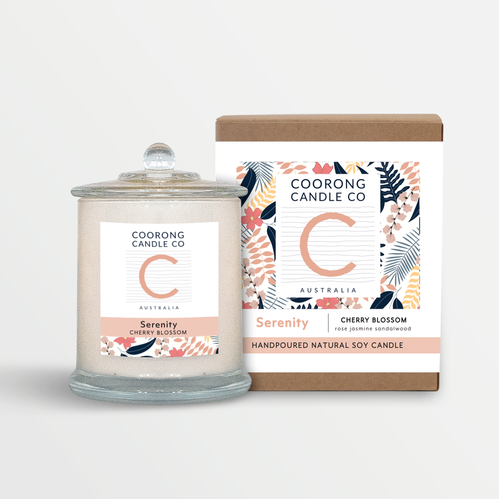 'Serenity' Cherry Blossom 350gm Soy Candle Coorong Candle Co