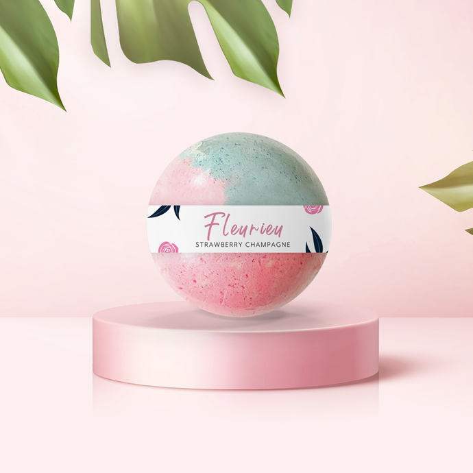 Handmade Bath Bomb by Coorong Candle Co: Fleurieu Strawberry Champagne Bath Bomb.
